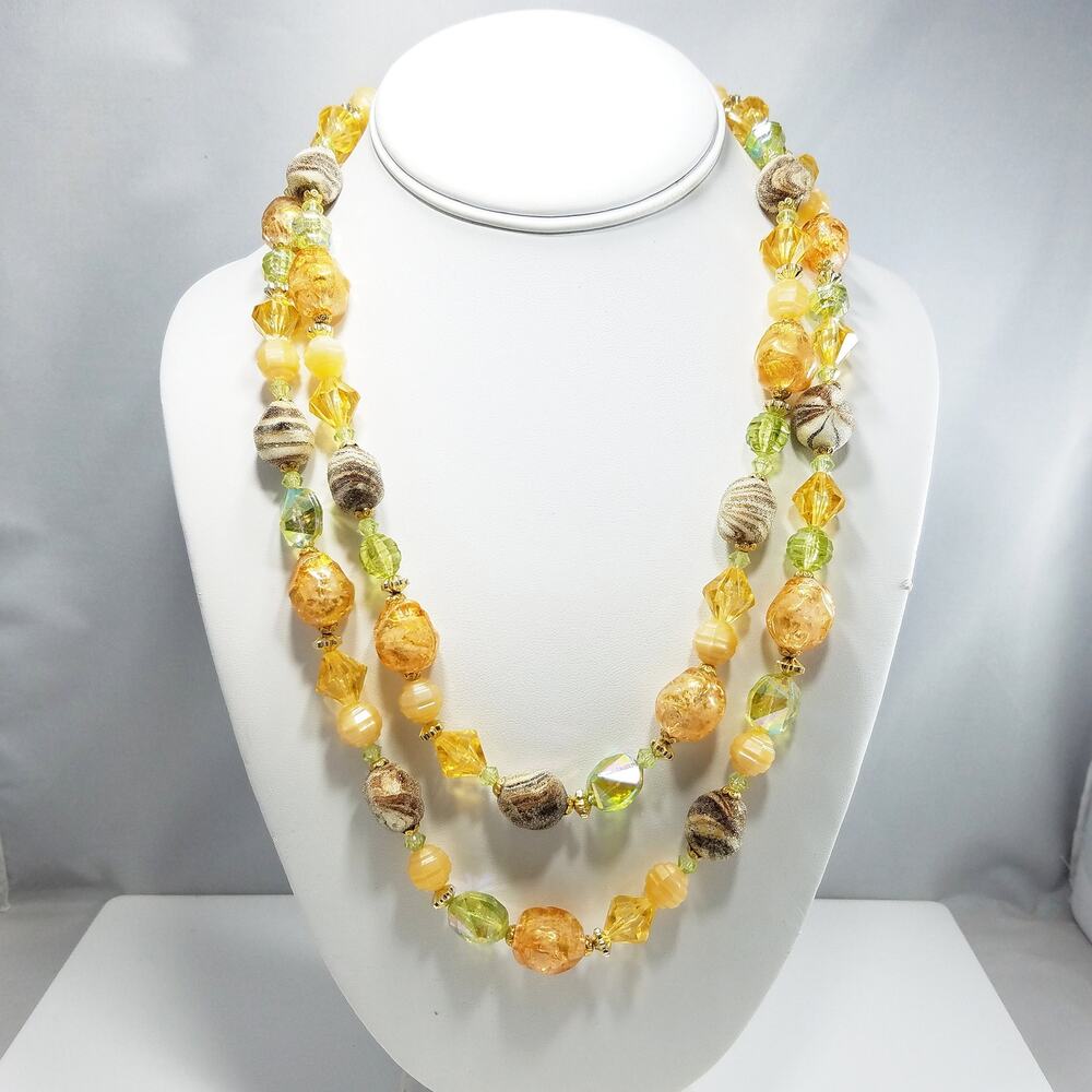 Vintage Western Germany Lucite Bead Necklace Double Strand 1950s